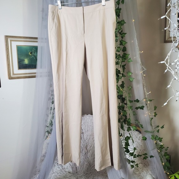 Caslon Pants - Caslon Trouser Dress Pants Womens 10 Beige Mid Rise Flat Front  35X30 Boot Cut